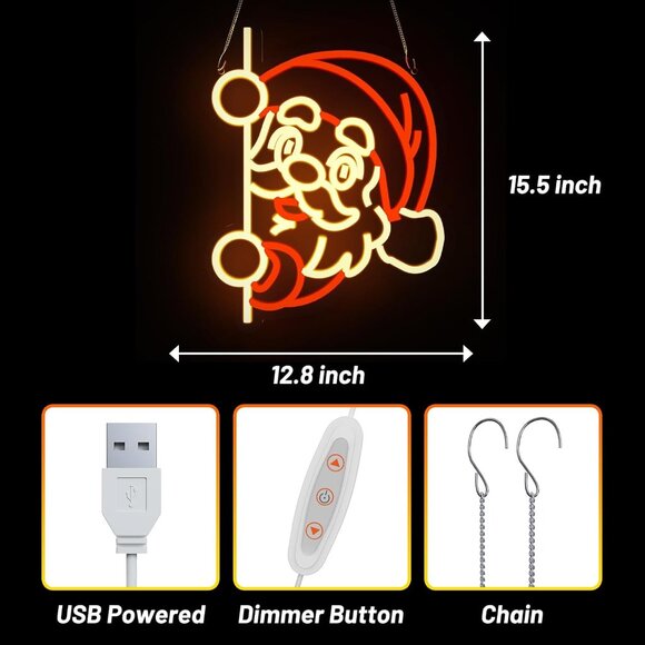 Santa Claus Neon Sign Dimmable LED Ideal Ambient Lighting Holiday Decorations - Picture 2 of 6